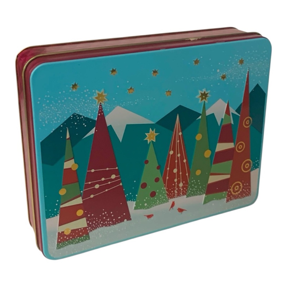PURDY’S Christmas Tree Gold Star Holiday Collectible Tin Geometric Polkadot